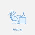 worker is relaxing 2 colored line icon. Simple colored element illustration. worker is relaxing outline symbol design from man in