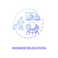 Worker relocation blue gradient concept icon