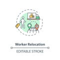 Worker relocation concept icon