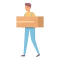 Worker relocation service icon cartoon vector. Move box
