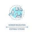 Worker relocation turquoise concept icon