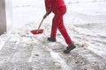 Worker removes snow