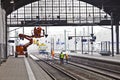 Worker repair the catenary Royalty Free Stock Photo