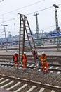 Worker repair the catenary Royalty Free Stock Photo