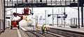 Worker repair the catenary Royalty Free Stock Photo