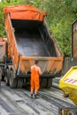 Worker on a road construction