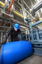 Worker rolling the barrel Royalty Free Stock Photo