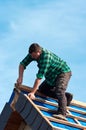 Worker on roof Royalty Free Stock Photo