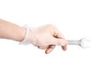 Worker's caucasian male hand holding tool Royalty Free Stock Photo