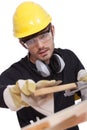 Worker with sandpaper Royalty Free Stock Photo