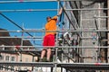 Worker on scafold Royalty Free Stock Photo