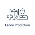 Worker and shield, medical insurance, labor safety, health protection