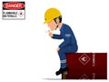 A worker is smoking on the flammable barrel Royalty Free Stock Photo