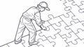 Worker Solving Puzzle Vector: Problem Solving Concept, vector design Generative AI Royalty Free Stock Photo