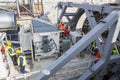 Worker on a subway drilling machine