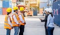 Worker team meeting and training, Logistics and transportation business Containers import concept Royalty Free Stock Photo