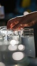 A worker testing the quality of drinking water in a laboratory.