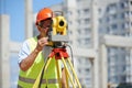 Worker with theodolite Royalty Free Stock Photo