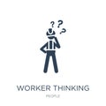 worker thinking icon in trendy design style. worker thinking icon isolated on white background. worker thinking vector icon simple