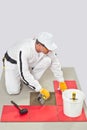 Worker Tile Adhesive with Trowel Tile Floor