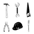 Worker tools icons. Vector illustration on white Royalty Free Stock Photo