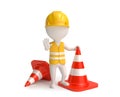 Worker with traffic-cones Royalty Free Stock Photo