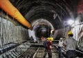 Worker in tunnel construction site 2 Royalty Free Stock Photo