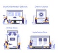 Worker in uniform install window and door online service
