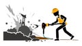 Worker using a jackhammer to break ground, vector design Generative AI Royalty Free Stock Photo