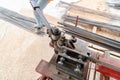 Worker using steel bending rebar self lever Royalty Free Stock Photo