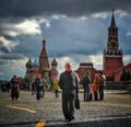 worker walking through the red square in MoscÃÂº