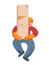 Worker of warehouse holding parcels, man in loader uniform carrying stack of boxes Royalty Free Stock Photo