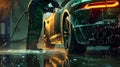 The worker washing car.AI generated image Royalty Free Stock Photo