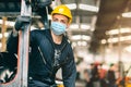 Worker wear disposable face mask for protection Corona Virus Spreading and Smoke dust air pollution filter in factory for healthy