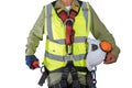 Worker wearing equipment safety full harness Royalty Free Stock Photo