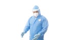 Worker wearing a hasmat coverall, maskgloves  and face shield Royalty Free Stock Photo