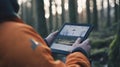 Forest survey app, drone data analysis Royalty Free Stock Photo