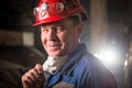 Worker wearing a protective mask