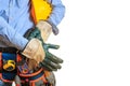 Worker wearing safety equipment