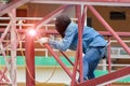 Welding construction on height area. Royalty Free Stock Photo
