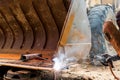 Worker welding the iron Royalty Free Stock Photo