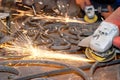 Worker welding metal. Production and construction