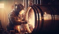Worker welding on a workshop. AI art generated Royalty Free Stock Photo