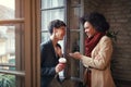 Women are talking in break time in the office