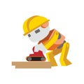 worker working with electric sander. Vector illustration decorative design