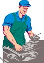 Worker working on lathe machine Royalty Free Stock Photo