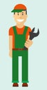 Worker with wrench