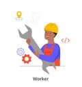 Worker with wrench