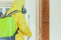 Hazmat Suit Worker Interior Disinfection Job