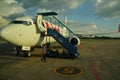 The workers at the airplane airport, Soekarno Hatta, which was photographed from behind the glass